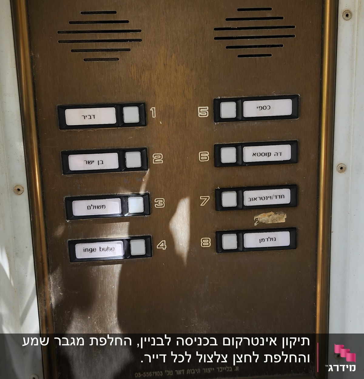 פאנל אינטרקום עם שמות וכפתורים